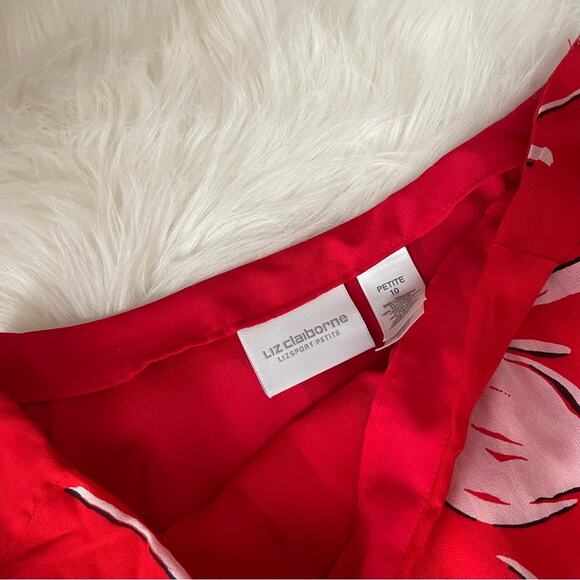 Red & White Tulip Print Floral Skirt Flowy - Picture 2 of 7